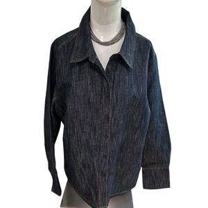 Tailored Look M&S Denim Shirt Collared Size 14 UK 18 Long Sleeve‎ Marks &Spencer